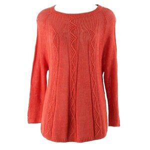 Rosie Neira Sz S Dark Coral Loose Weave Linen Boho Viscose Cotton Sweater